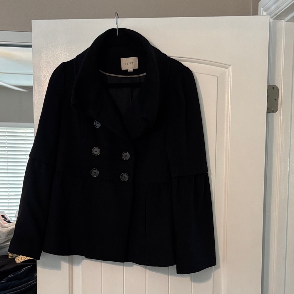 LOFT Women's Elegant Black Pea Coat